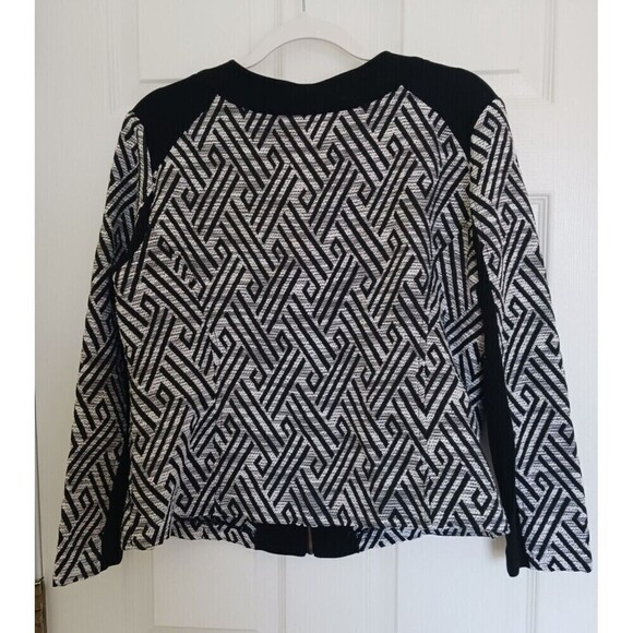 Ruby Rd Blazer Jacket Zip Long Sleeve Tribal Printed Black White 14 - Picture 2 of 5
